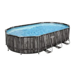 Piscine Tubulaire Ovale Bestway Power Steel 6,10 X 3,66 X 1,22m Aspect Bois Rustique