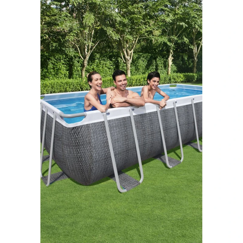 Piscine Tubulaire Rectangulaire Bestway Power Steel 5,49x 2,74x ↕1,22m Aspect Rotin Gris 4 Piscine Tubulaire Rectangulaire Bestway Power Steel 5,49x 2,74x ↕1,22m Aspect Rotin Gris – Image 2