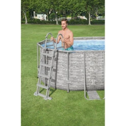 Piscine Tubulaire Ovale Bestway Power Steel 5,49 X 2,74 X 1,22m Aspect Briquettes -Promos Maison Piscine Boutique piscine tubulaire ovale bestway power steel 549 x 274 x 122m aspect briquettes 2