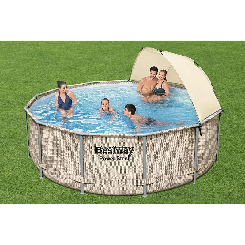 Piscine Tubulaire Ronde Bestway Power Steel 3,96 X 1,07m Aspect Rotin Beige Avec Canopy 3 Piscine Tubulaire Ronde Bestway Power Steel 3,96 X 1,07m Aspect Rotin Beige Avec Canopy – Image 2