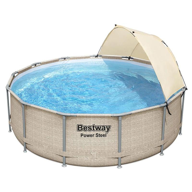 Piscine Tubulaire Ronde Bestway Power Steel 3,96 X 1,07m Aspect Rotin Beige Avec Canopy 2 Piscine Tubulaire Ronde Bestway Power Steel 3,96 X 1,07m Aspect Rotin Beige Avec Canopy